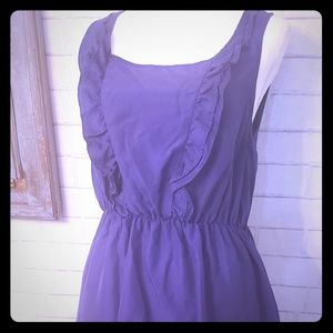 Anthroplogie Maeve navy blue silk ruffle dress